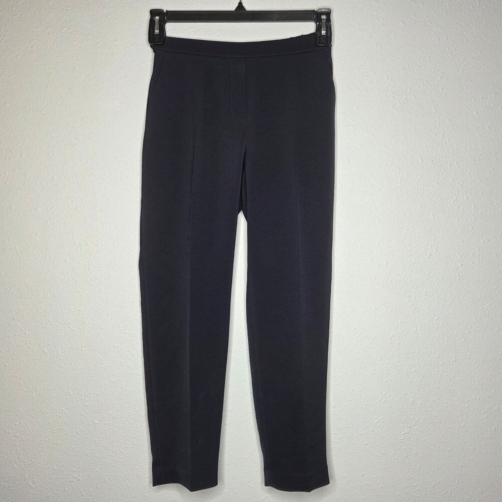 NWT Theory Women's Treeca Pull on Linen-Blend Pant - Navy Blue